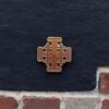 Red Catholic Cross Pin – Symbol of Faith from the Holy Land
